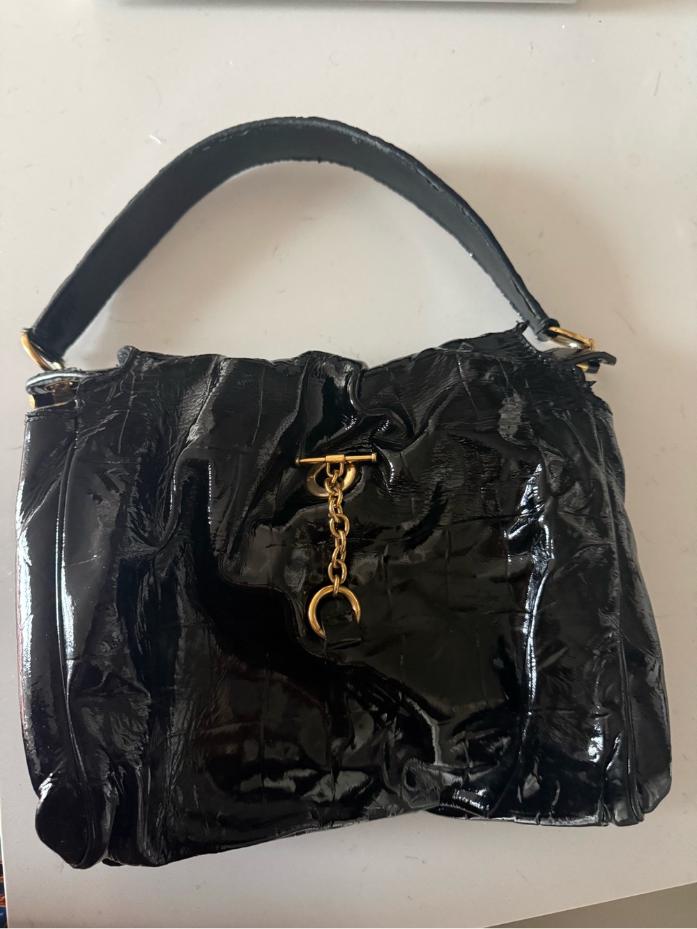 Yves Saint Laurent Catwalk Patent Leather Shoulder Bag  *read description*